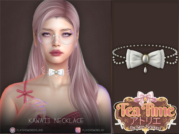 Alpha TEA TIME Kawaii Necklace by PlayersWonderland - The Sims 4 Custom Content