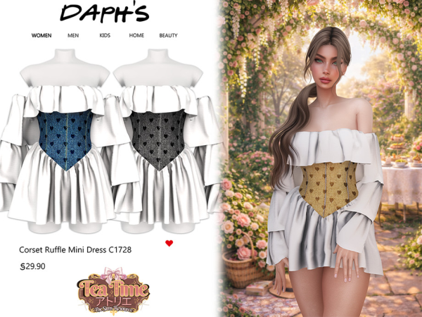 Sims 4 Daph's TEA TIME - Corset Ruffle Mini Dress C1728