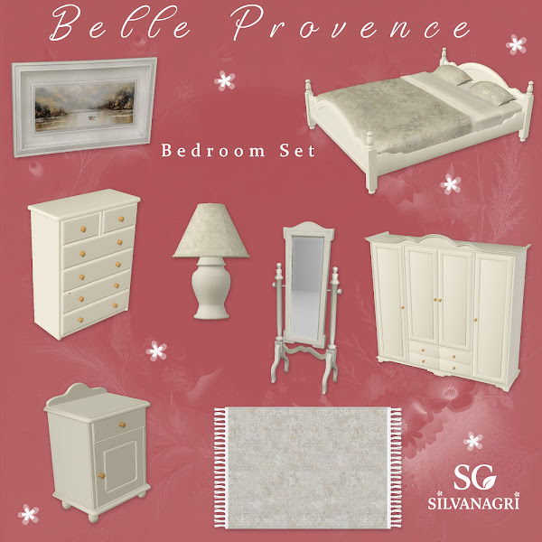 Mix SG_Belle Provence bedroom set by simsfinds - The Sims 4 Custom Content
