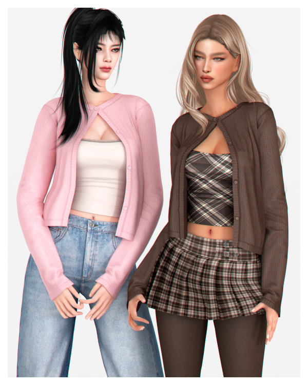 Alpha Leah Cardigan by simsfinds - The Sims 4 Custom Content