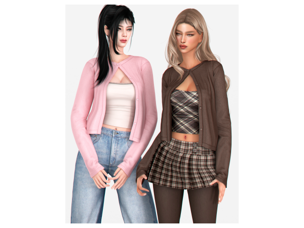 Alpha Leah Cardigan by backtrackcc - The Sims 4 Custom Content