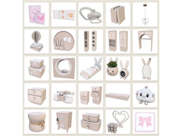 Maxis Match Kids Bunny Bedroom Set - The Sims 4 Custom Content