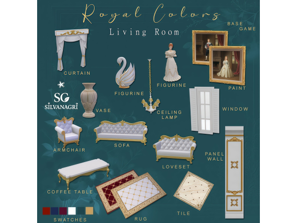 Maxis Match SG Royal Colors Set Livingroom by SG_silvanagri - The Sims 4 Custom Content