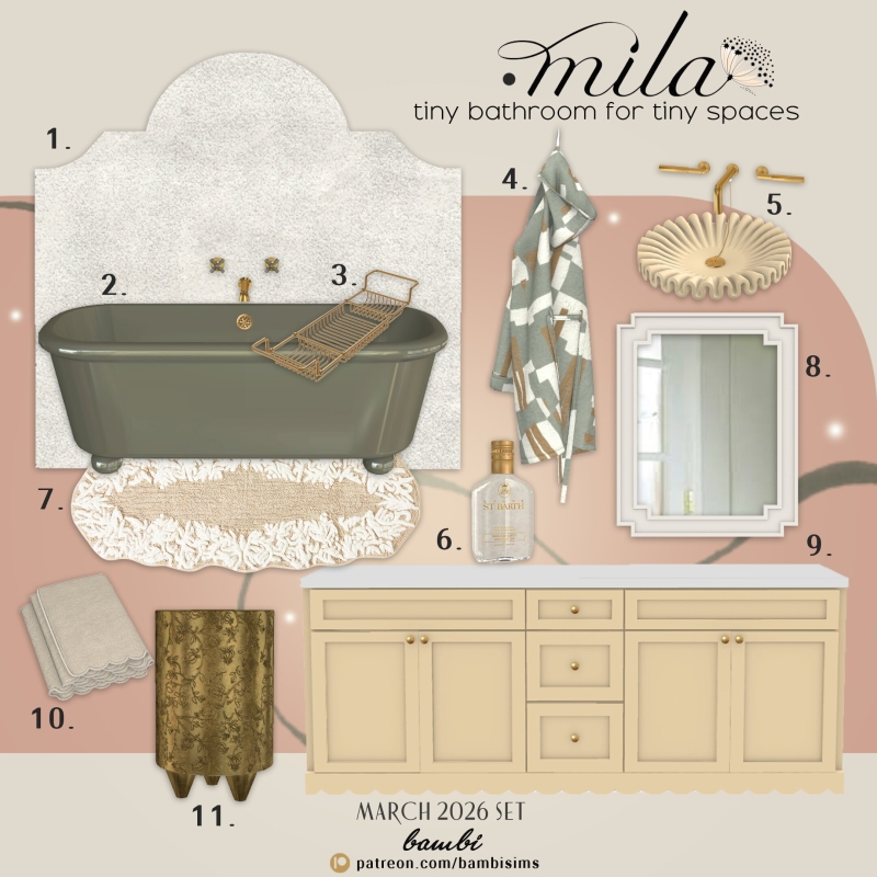 Alpha mila bathroom set by bambisims - The Sims 4 Custom Content