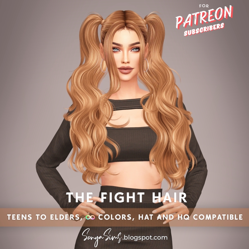 Alpha The Fight Hair (ACCESSORY BANGS) by sonyasims - The Sims 4 Custom Content
