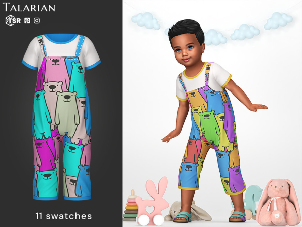 Alpha Amaya Printed Jumpsuit with Short Sleeves by talarian - The Sims 4 Custom Content