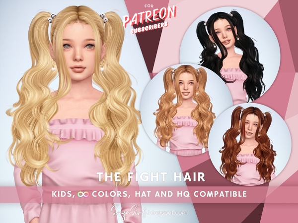 Alpha The Fight Hair Kids by sonyasims - The Sims 4 Custom Content