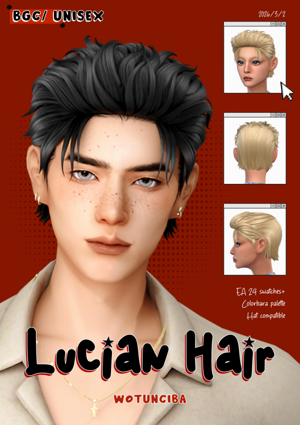 Maxis Match Lucian Hair by simsfinds - The Sims 4 Custom Content