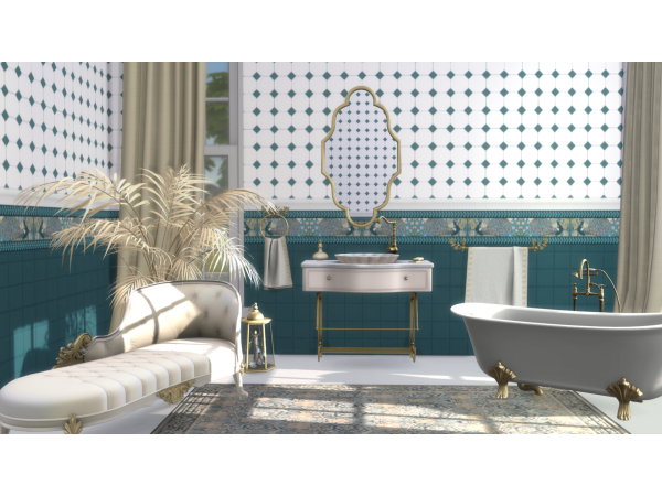 Maxis Match Enchanted Bathroom Tiles - The Sims 4 Custom Content