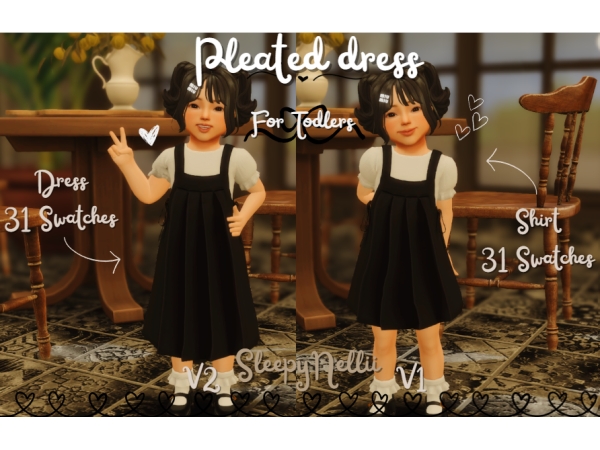 Mix Pleated dress for toddlers - The Sims 4 Custom Content