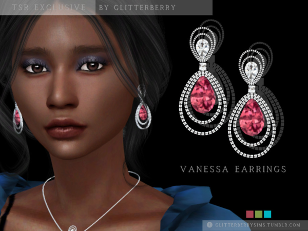 Alpha Vanessa Earrings by Glitterberryfly - The Sims 4 custom content