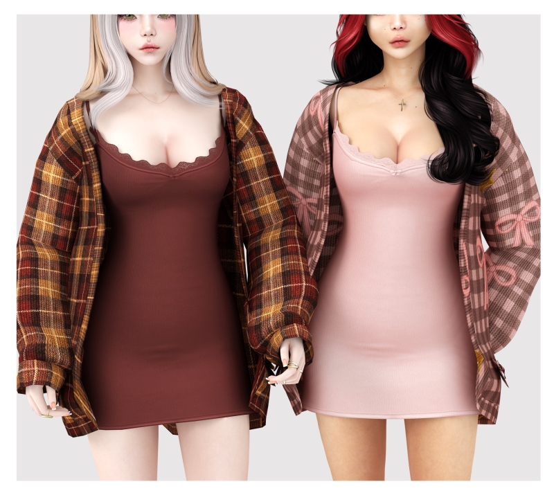Mix Cardigan With Ari Dress by babyetears - The Sims 4 Custom Content