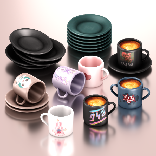 Mix 4w25 Coffee Time Clutter Set by 4w25 - The Sims 4 Custom Content