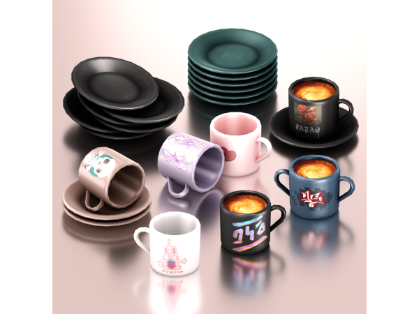 Mix 4w25 Coffee Time Clutter Set - The Sims 4 Custom Content