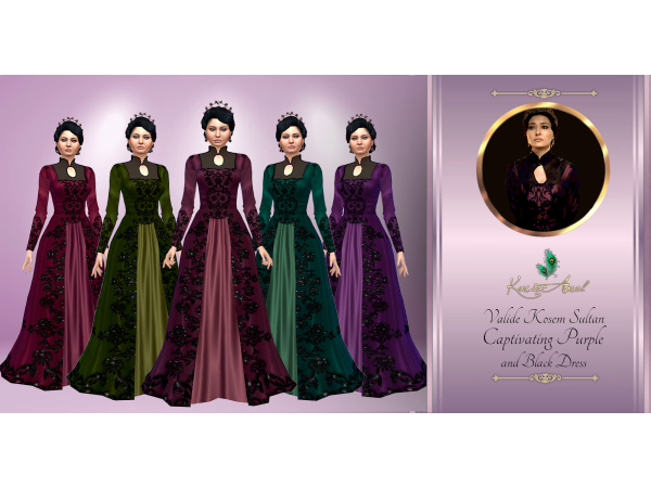 Mix Valide Kosem Sultan Captivating Purple and Black dress by KarieAmelSims4 - The Sims 4 Custom Content