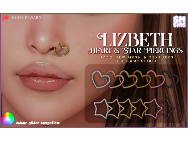 Alpha HONEY Lizbeth Nose Rings by SMSims - The Sims 4 Custom Content
