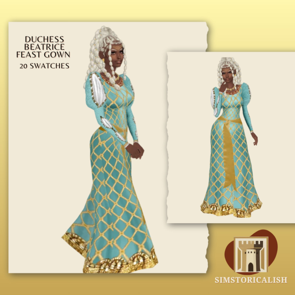 Mix [Simstoricalish]Duchess Beatrice Feast Gown by simsfinds - The Sims 4 Custom Content