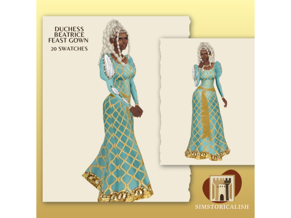 Mix [Simstoricalish]Duchess Beatrice Feast Gown - The Sims 4 Custom Content