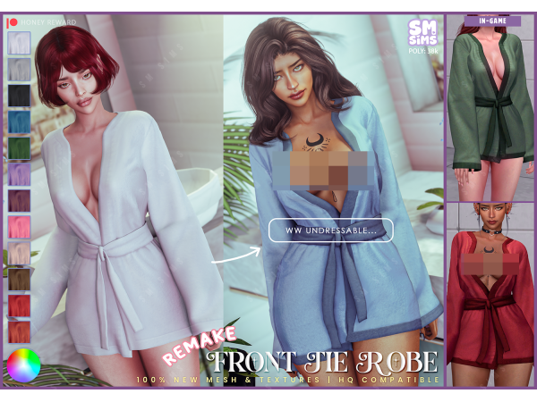 Alpha HONEY Front Tie Robe by SMSims - The Sims 4 Custom Content