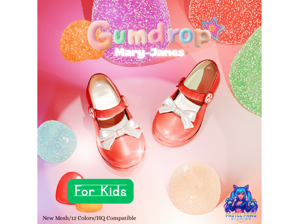 Alpha Gumdrop MaryJanes (Kids) by PastelPaws - The Sims 4 Custom Content