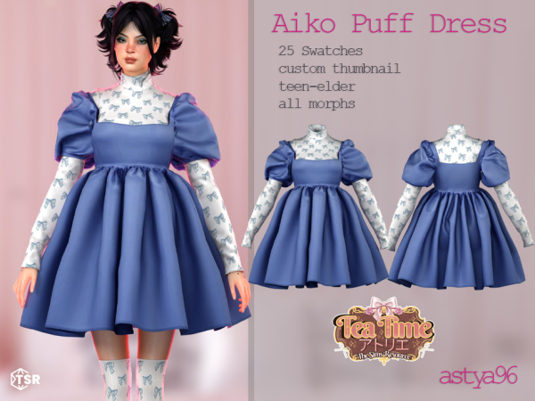 Alpha Tea Time Aiko Puff Dress by astya96cc - The Sims 4 Custom Content
