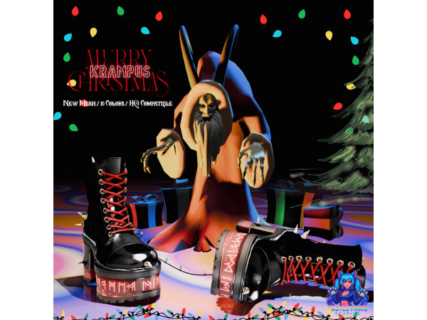 Alpha Krampus Boots Male by PastelPaws - The Sims 4 Custom Content