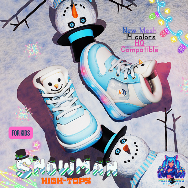 Alpha Snowman Hightops Kids by simsfinds - The Sims 4 Custom Content