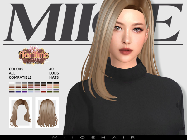 Maxis Match MIIOE straight hair by MIIOE - The Sims 4 Custom Content