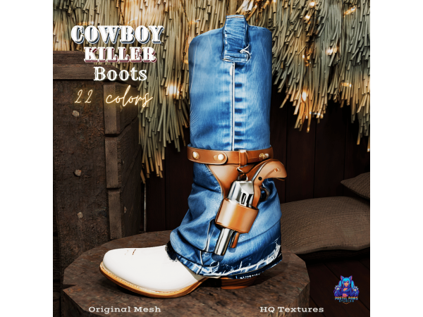 Alpha Cowboy Killer Boots by PastelPaws - The Sims 4 Custom Content