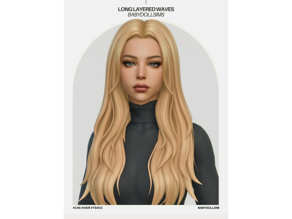Maxis Match BABYDOLL LONG LAYERED WAVES HAIR - The Sims 4 Custom Content