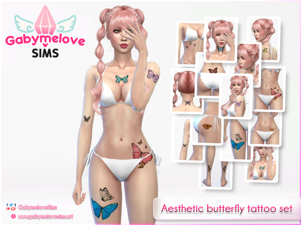 Mix Aesthetic butterfly tattoo set - The Sims 4 Custom Content