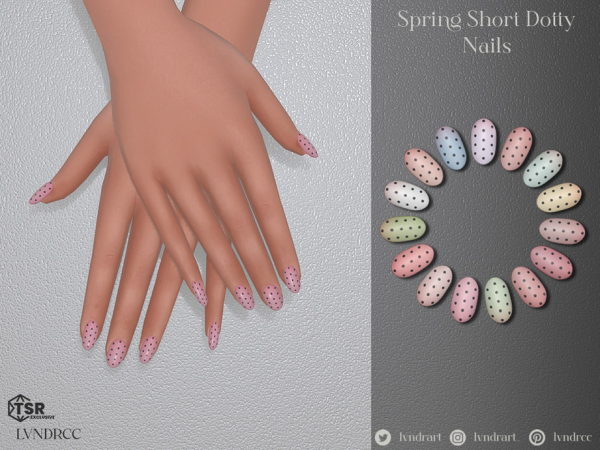 Alpha Spring Short Dotty Nails - The Sims 4 Custom Content