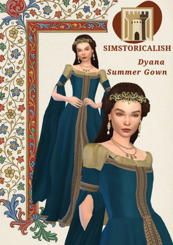 Mix [Simstoricalish] Dyana Summer Gown by simsfinds - The Sims 4 Custom Content