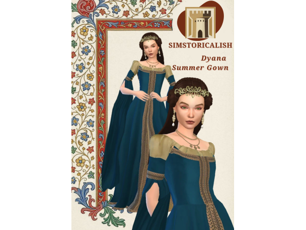 Mix [Simstoricalish] Dyana Summer Gown - The Sims 4 Custom Content