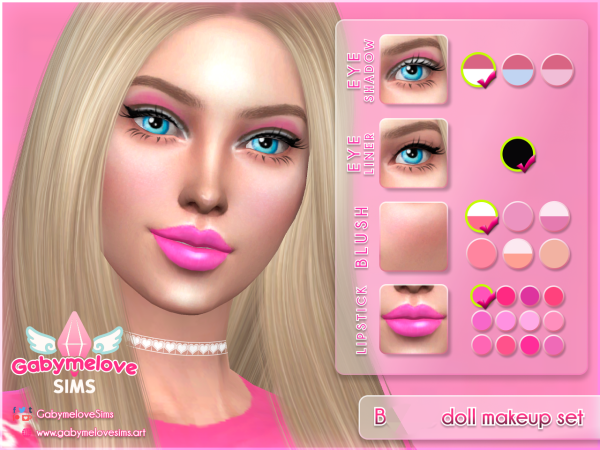 Mix Barbie doll makeup set - The Sims 4 Custom Content