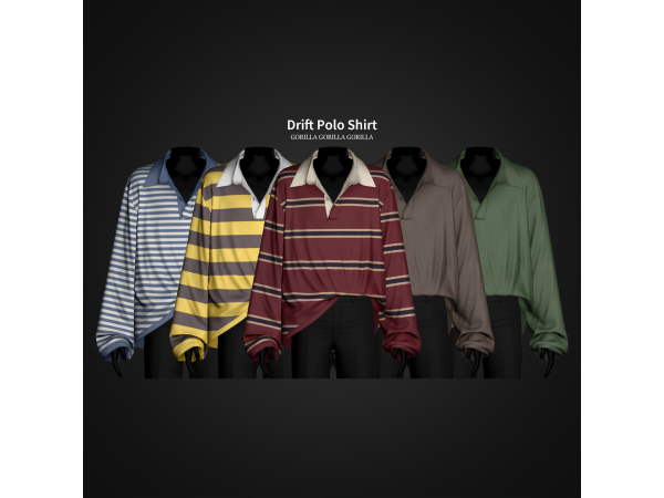 Alpha Drift Polo Shirt by gorillax3 - The Sims 4 Custom Content