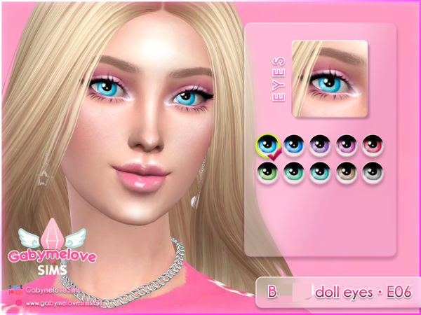 Mix Barbie doll eyes E06 Contact lenses - The Sims 4 Custom Content