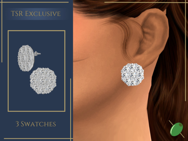 Alpha Diamond Cluster Earrings by Pitted0live - The Sims 4 Custom Content