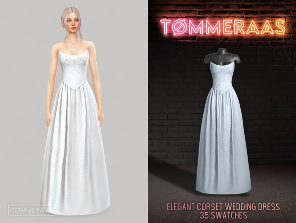 Alpha TØMMERAAS Elegant Corset Wedding Dress by tommeraas - The Sims 4 Custom Content