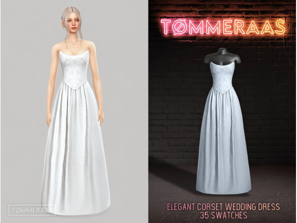 Alpha Tu00d8MMERAAS Elegant Corset Wedding Dress - The Sims 4 Custom Content