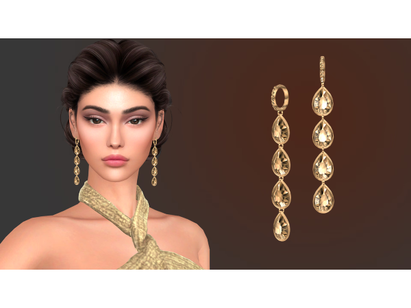 Alpha LYLA DANGLING EARRINGS by NataliS - The Sims 4 Custom Content