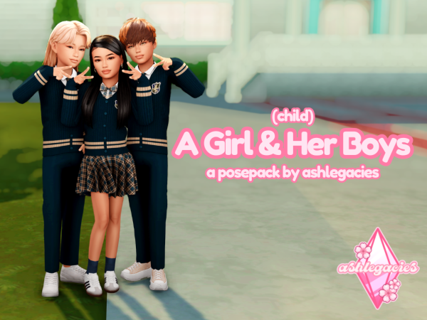 Mix A Girl Her Boys (Child) Posepack - The Sims 4 Custom Content