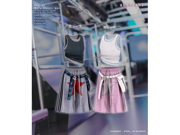 Alpha [SUNBERRY]2605_Male Outfit Set - The Sims 4 Custom Content