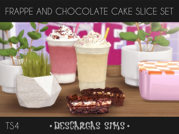 Alpha SimileBuilds Frappe And Chocolate Cake Slice Set - The Sims 4 Custom Content