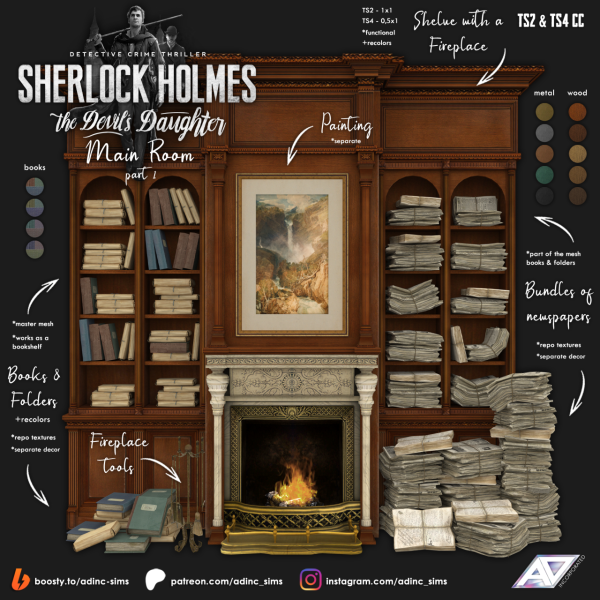 Alpha Sherlock Holmes The Devil's Daughter Main Room part 1 by simsfinds - The Sims 4 Custom Content