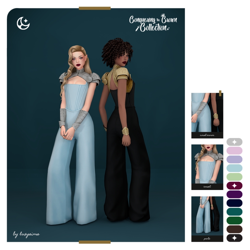 Maxis Match Corset Pants Wrist Armors Conquering the Crown Collection by luxysims - The Sims 4 Custom Content