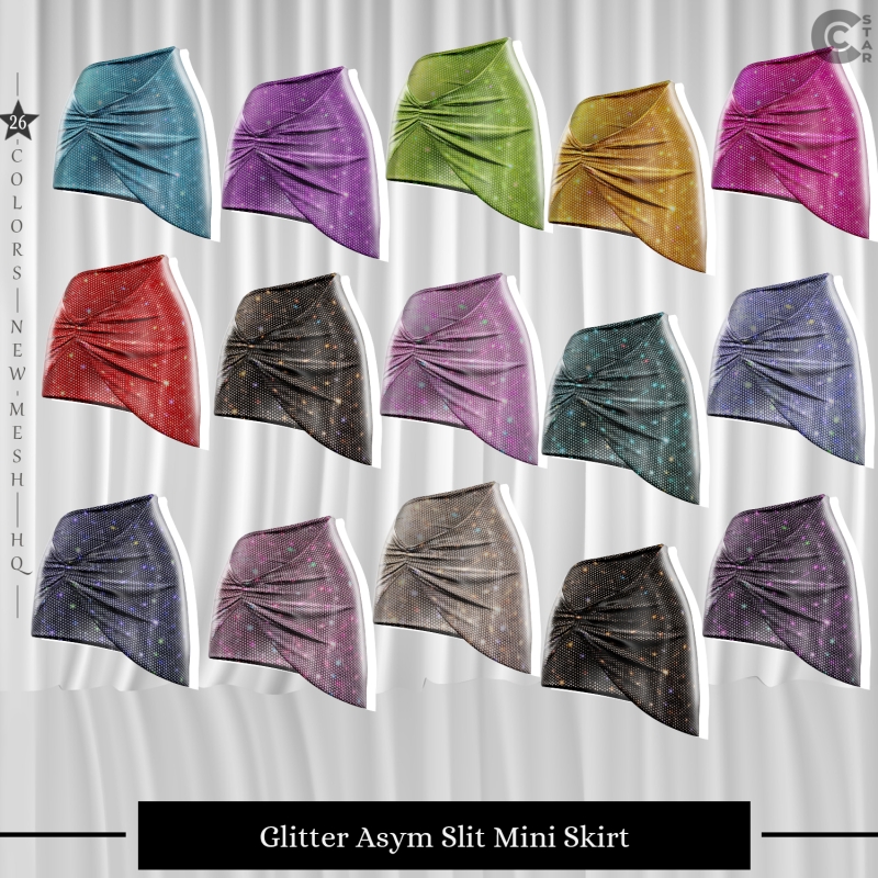 Alpha Glitter Asym Slit Mini Skirt cool_content_star by cool_content_star - The Sims 4 Custom Content