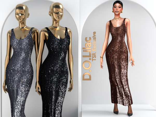 Alpha Sequined Maxi Dress DO2175 by thesimsresource - The Sims 4 Custom Content