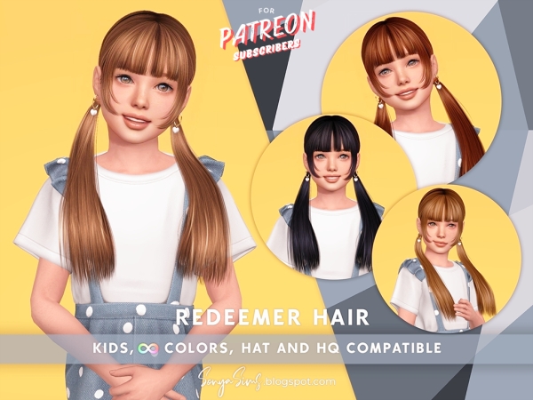Alpha Redeemer Hair Kids - The Sims 4 Custom Content