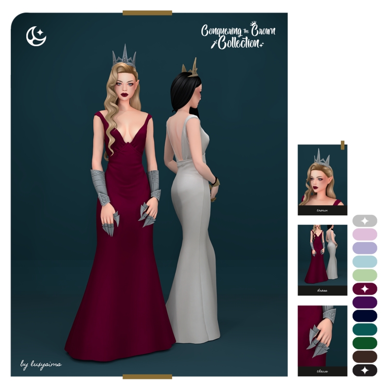Maxis Match Crown Dress Claws Conquering the Crown Collection by luxysims - The Sims 4 Custom Content